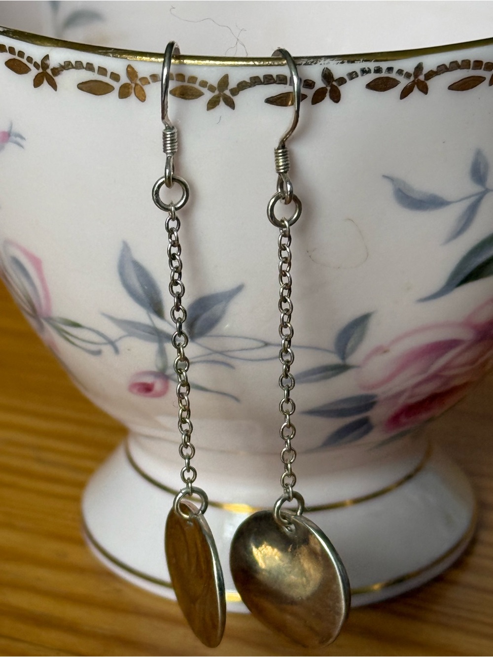 Sterling Silver Drop Disk Earrings